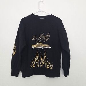 Forever 21 × Hot Wheels GOLD Flames Los Angeles Sweater Size Small